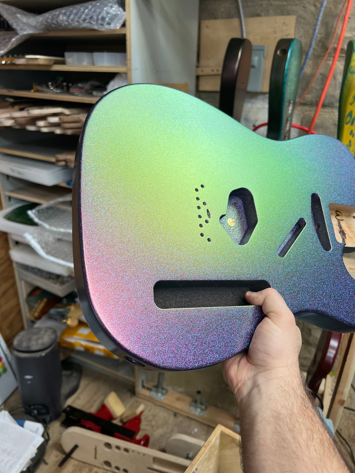 Warmtone CG COLORSHIFT Alder Tele Guitar Body "Blueberry Shift" 5.10lbs