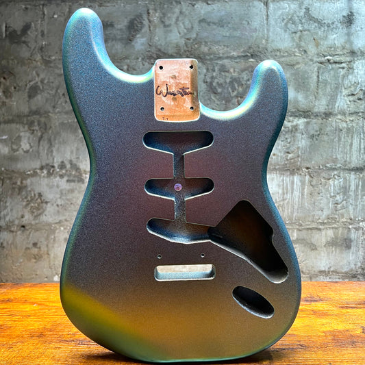 Warmtone CG Color Shift SSS Style Strat Guitar Body “Holo Snow Blue” 4.7lbs