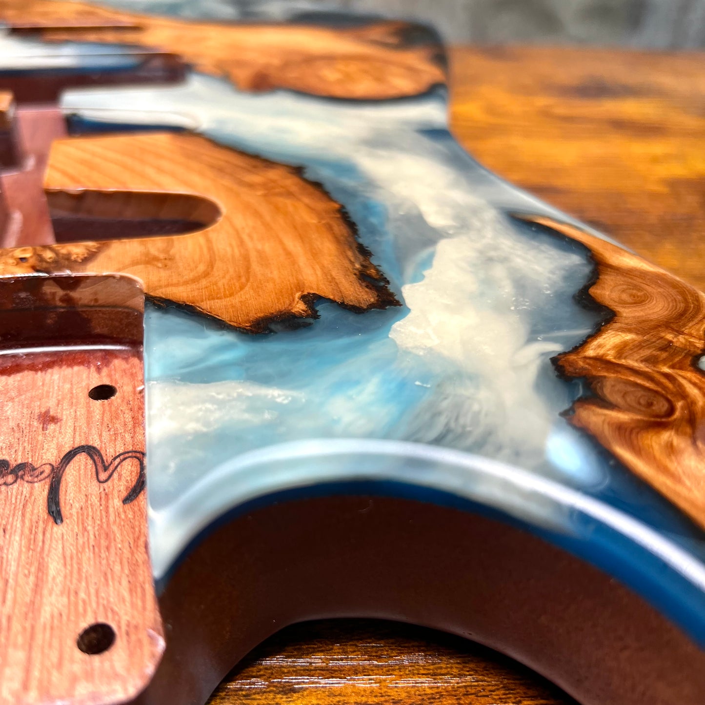 Warmtone Custom Guitars Strat Guitar Body “Lake Placid” Resin Pour