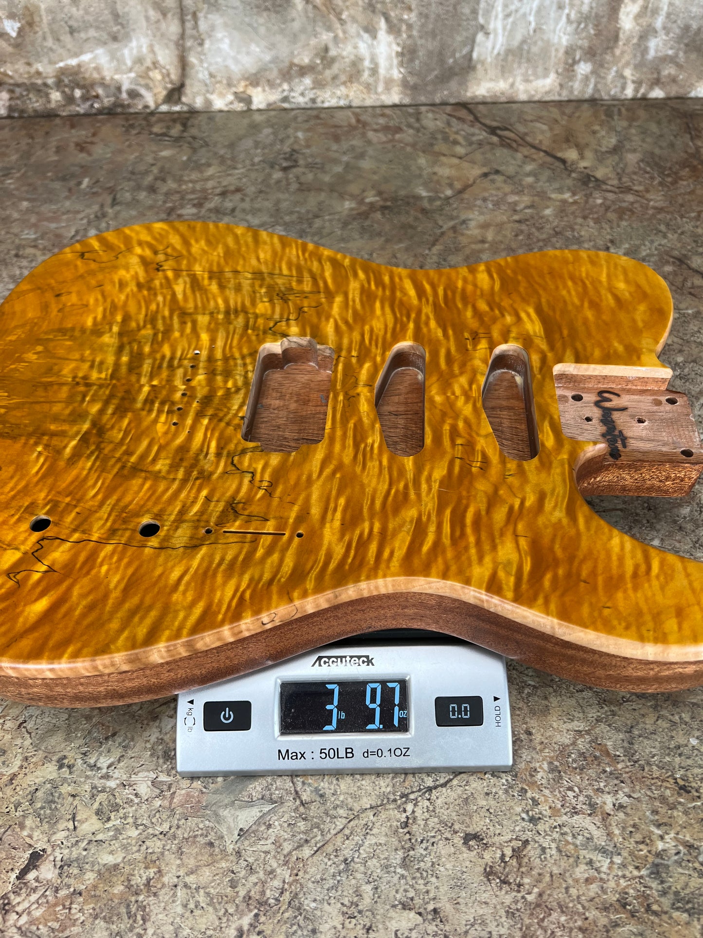 Warmtone Custom Guitars Tele Style Guitar Body “Golden Eagle" Spalted Quilt Maple