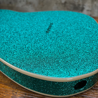 Warmtone Custom Guitars Alder Tele Body W/ Binding "Aqua Sparkle" F Hole