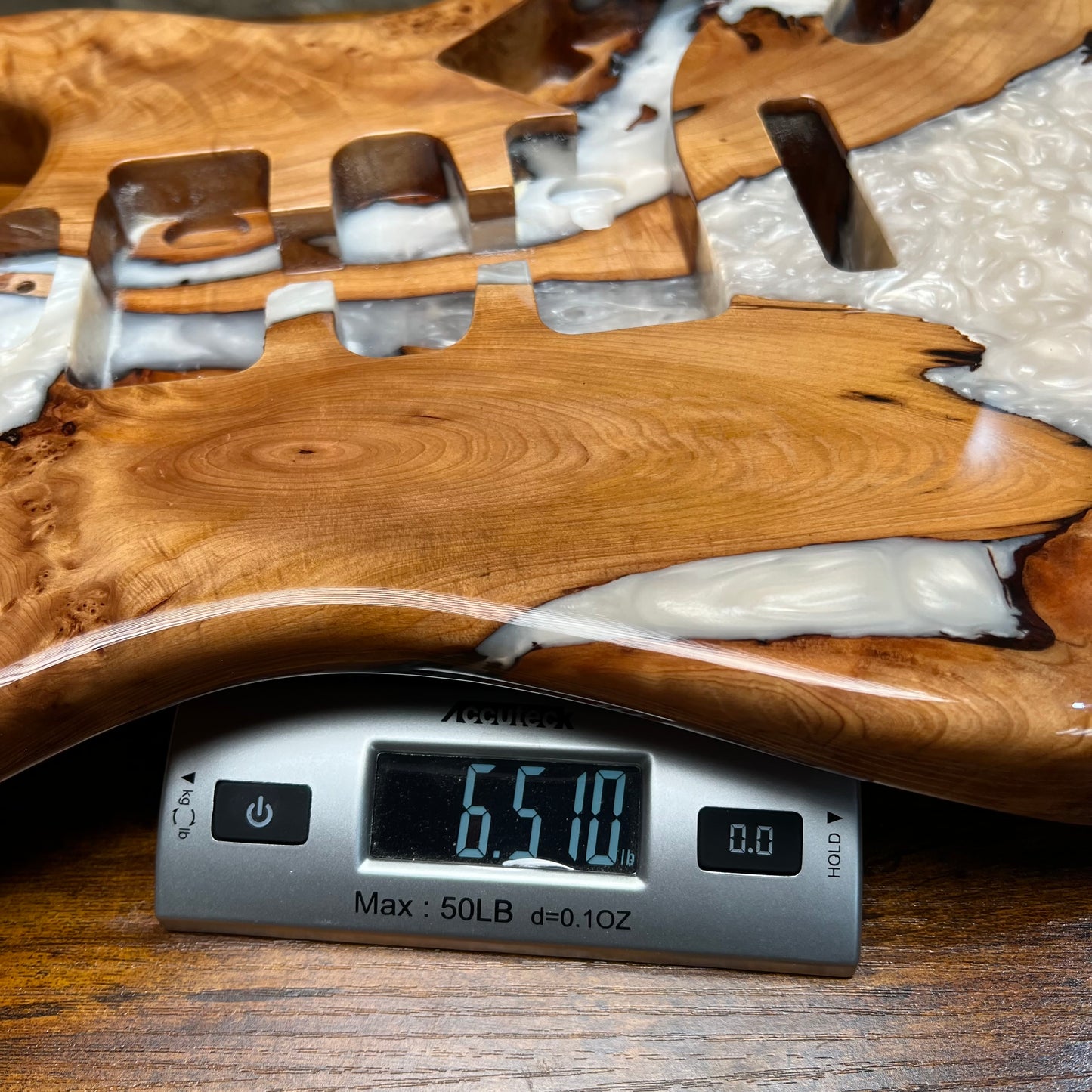 Warmtone Custom Guitars Strat Guitar Body “Mont Blanc” Resin Pour