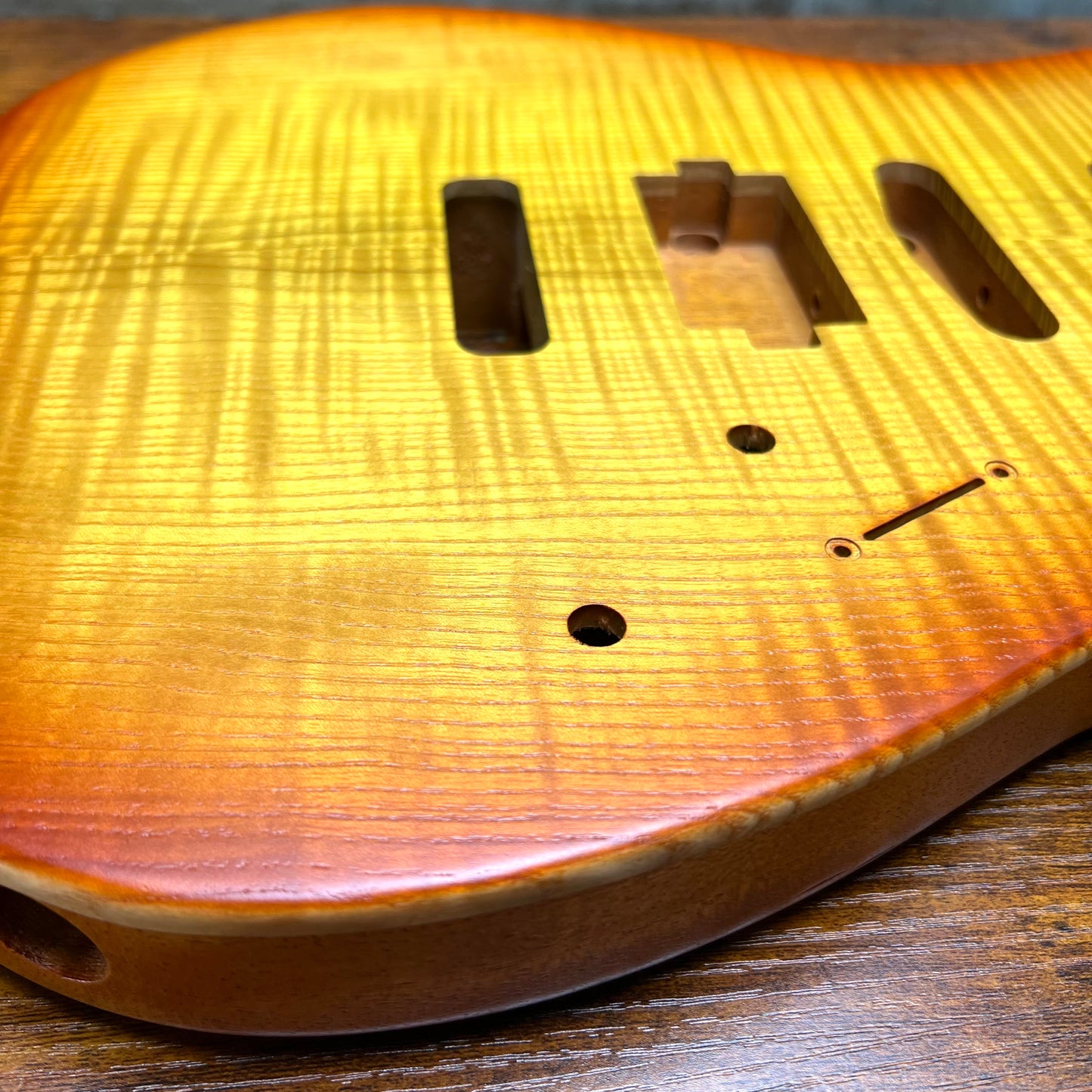Warmtone CG Hss Strat Style Guitar Body Flamed Maple “Sunrise” 4.5lbs
