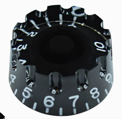 Black Notched Edge Speed Knobs Compatible with Les Paul  Split Shaft Pots 0-10