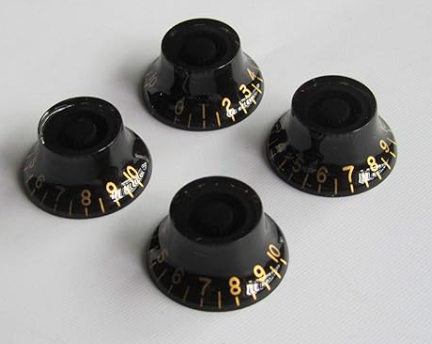 Black Top Hat Knob Bell Knobs for Les Paul with Gold Number for  0-10
