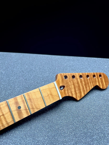 5a Roasted Flamed Maple St Style Neck #10 C Shape Satin 9.5 Radius