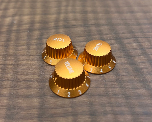 Warmtone CG Anodized Aluminum Orange Strat Knob Set “Champagne” Set Screw