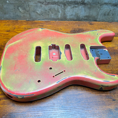 Warmtone CG Hss Strat Style Guitar Body Relic "Faded Pink” Nitro 4.2lbs
