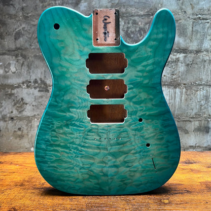 Warmtone CG HHH Flamed Maple Telecaster Guitar Body "Lagoon” #260 4.6lbs