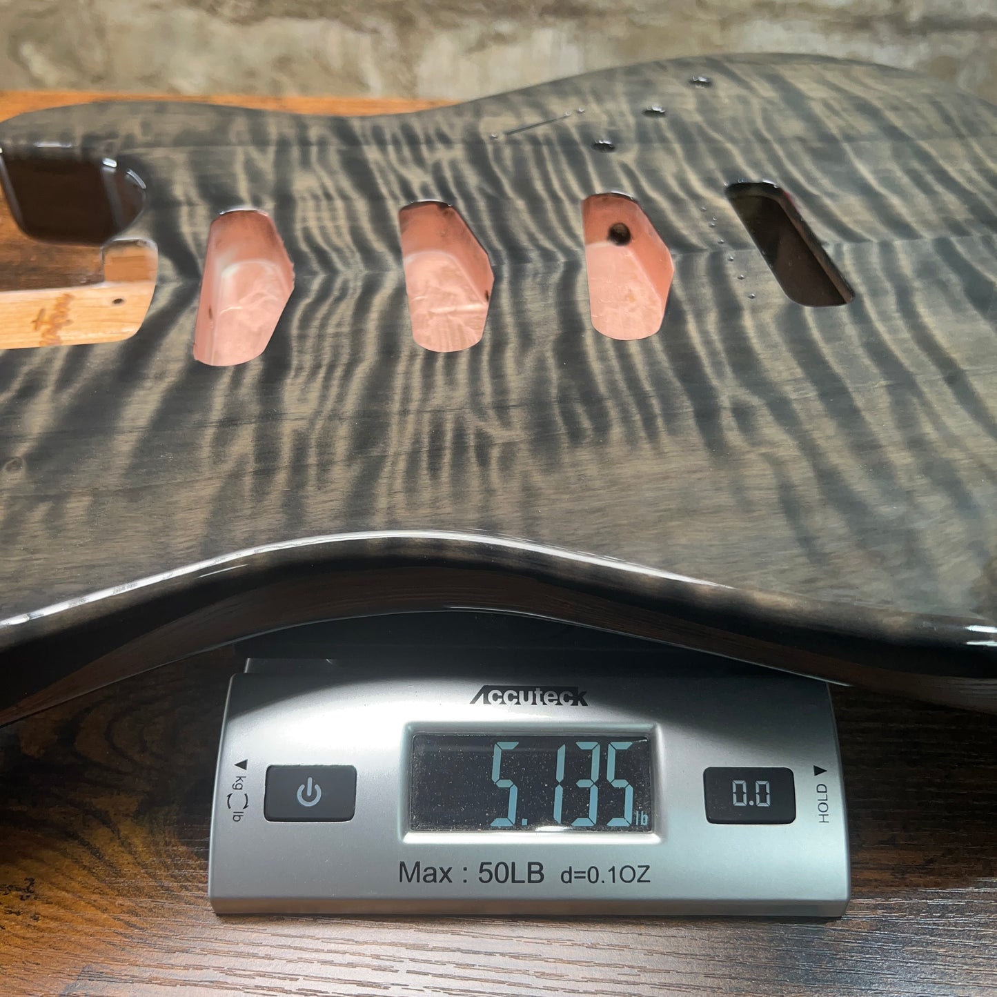 Warmtone CG SSS Strat Style Guitar Body Flamed Maple "Black Water”