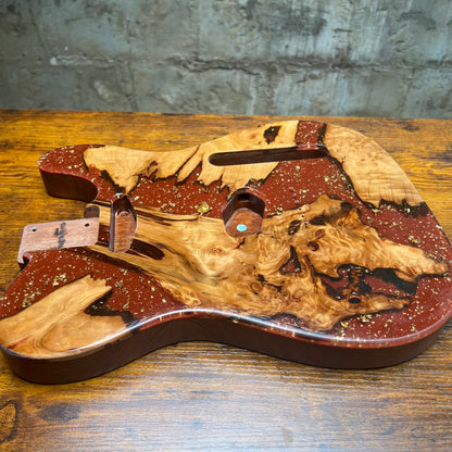 Warmtone Custom Guitars Burl Epoxy Resin Tele Body “Redd”#239