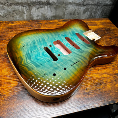 Warmtone CG Flamed Maple Tele Guitar Body "Brown Burst” P90 Gloss