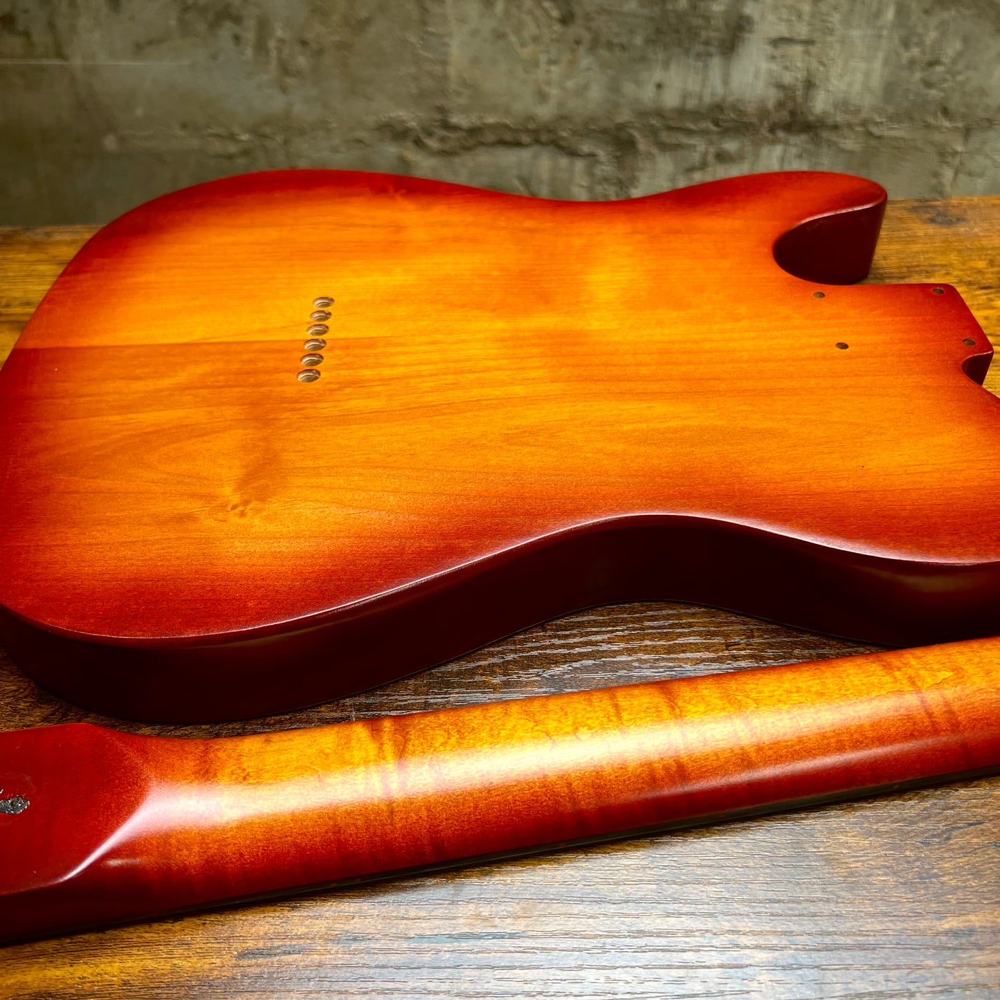 Flamed Maple Tele Body & Neck “Sunset Burst Set” Satin