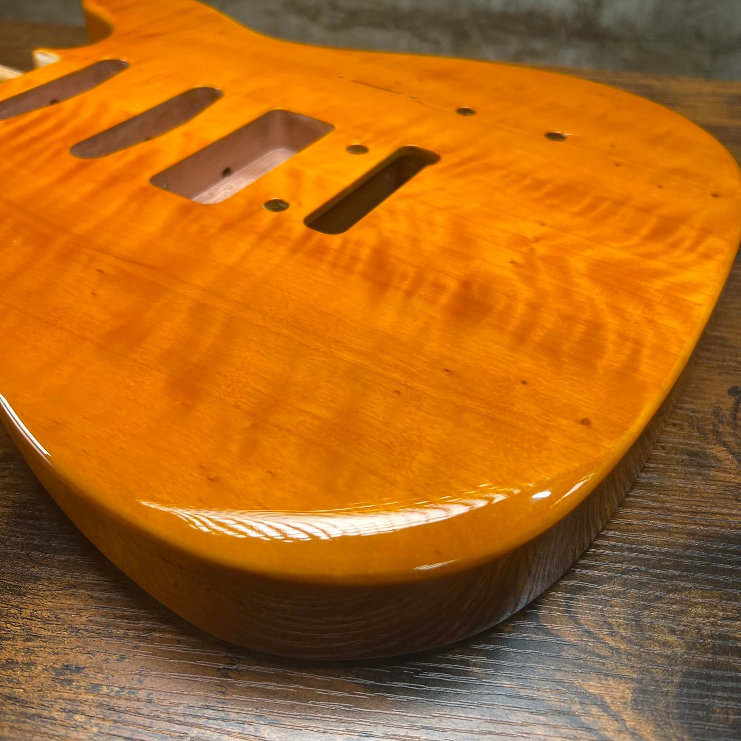 Warmtone CG Flamed Maple Tele Guitar Body "Amber” P90 Gloss