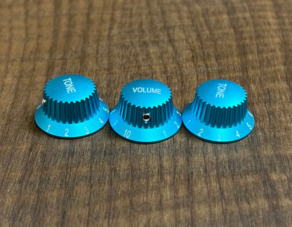 Warmtone CG Anodized Aluminum Strat Knob Set “Turquoise” Set Screw