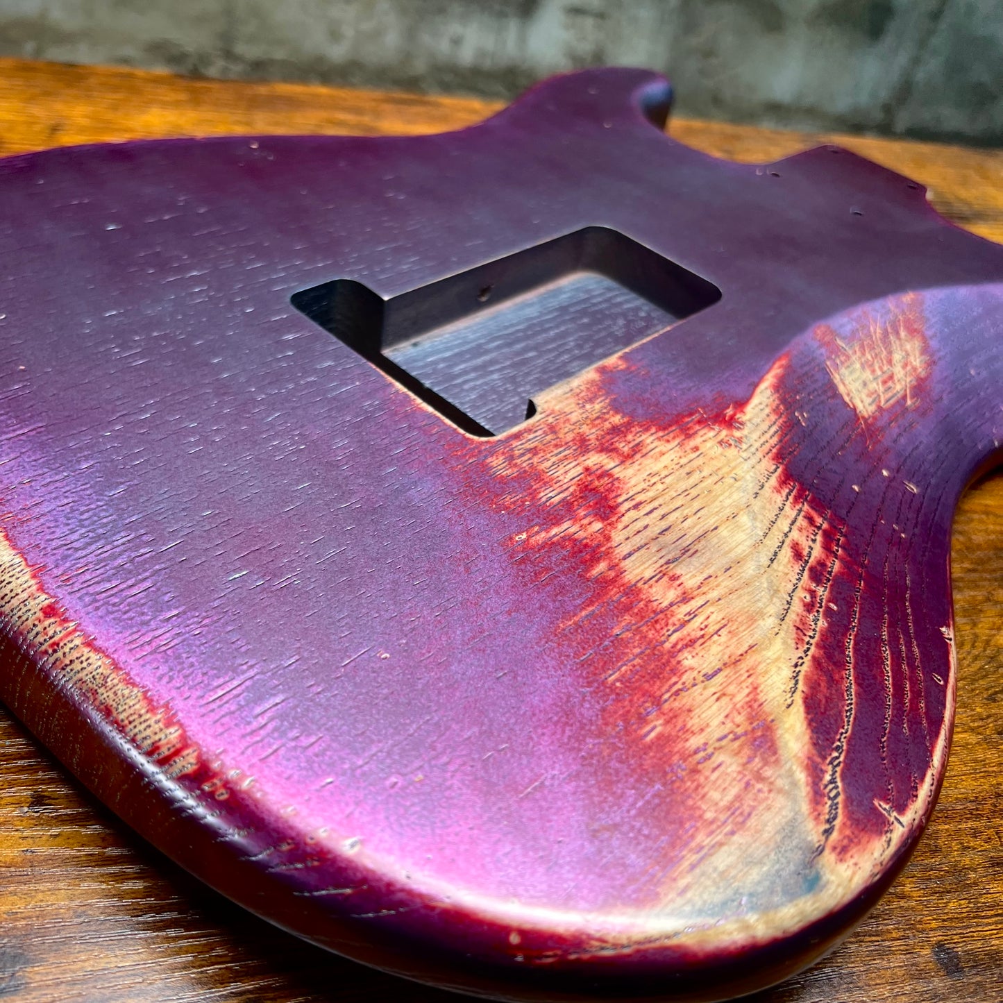 Warmtone CG HSH Strat Style Guitar Body Relic "Purple Bash” Nitro