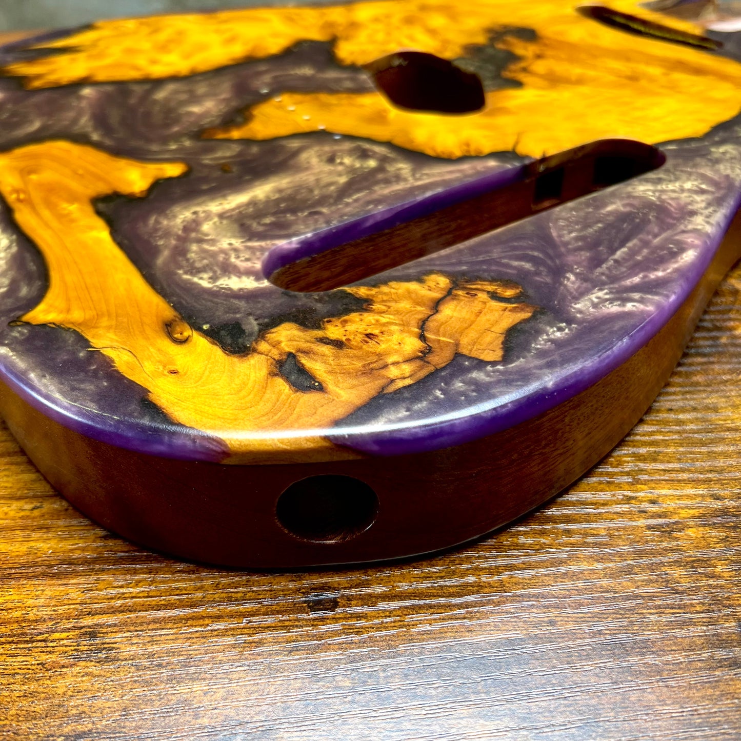 Warmtone Custom Guitars Burl Epoxy Resin Tele Body “Ancient River”