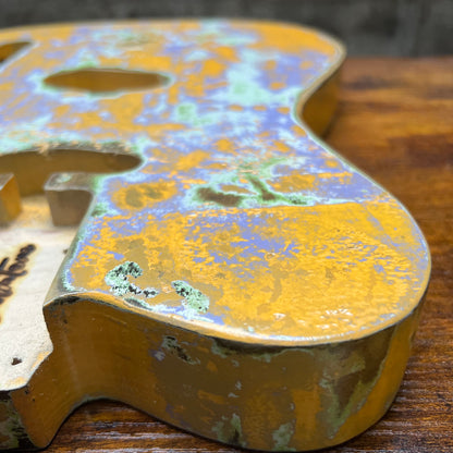 Warmtone Custom Guitars Relic Tele Style Guitar Body “Retro Yellow” Nitro 3lbs