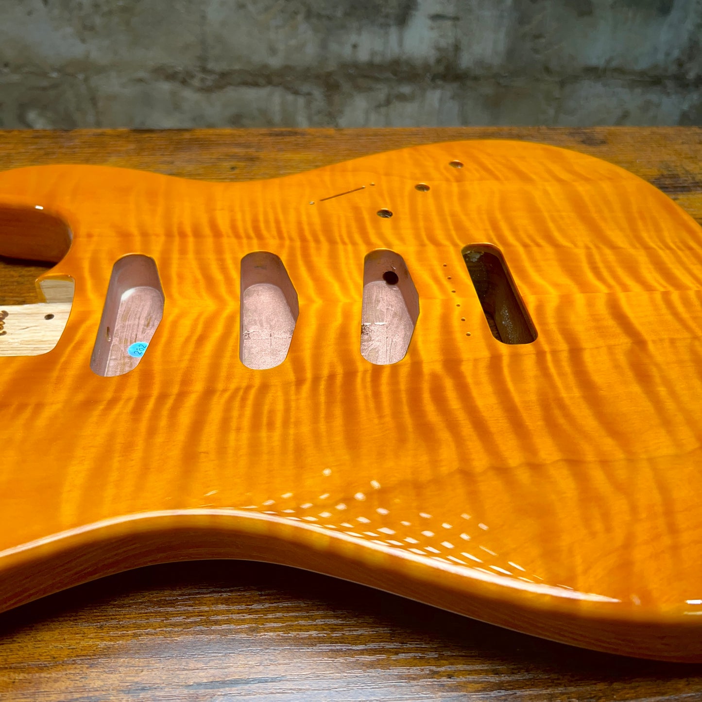 Warmtone CG SSS Strat Style Guitar Body Flamed Maple “Sun” 4.7lbs