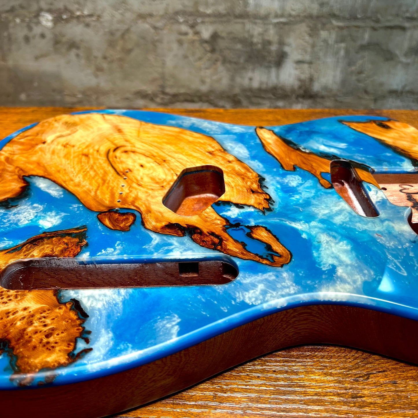 Warmtone Custom Guitars Burl Epoxy Resin Tele Body “Wood Sky”