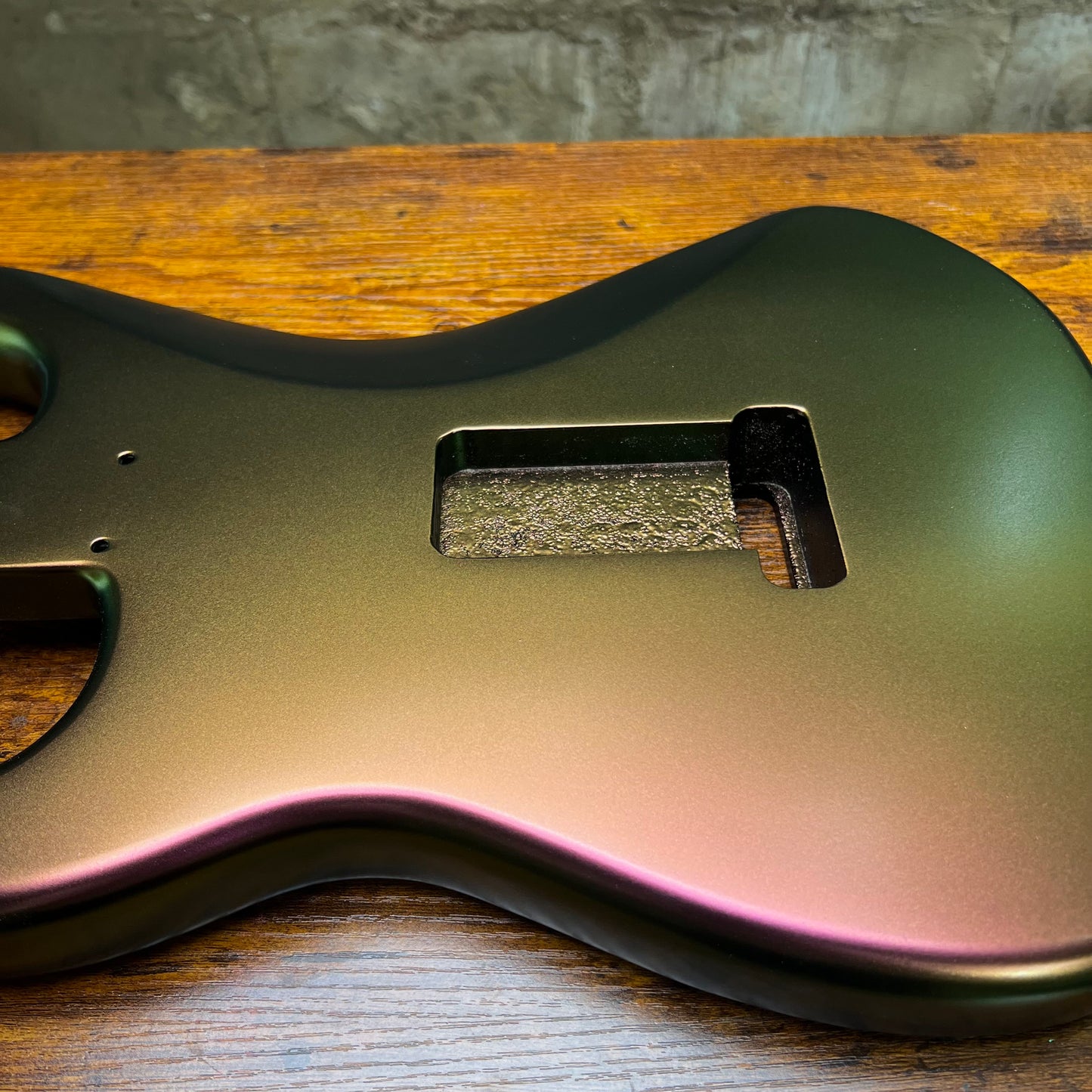 Warmtone Custom Guitars Strat Guitar Body “Green Mauve Gold Color Shift”