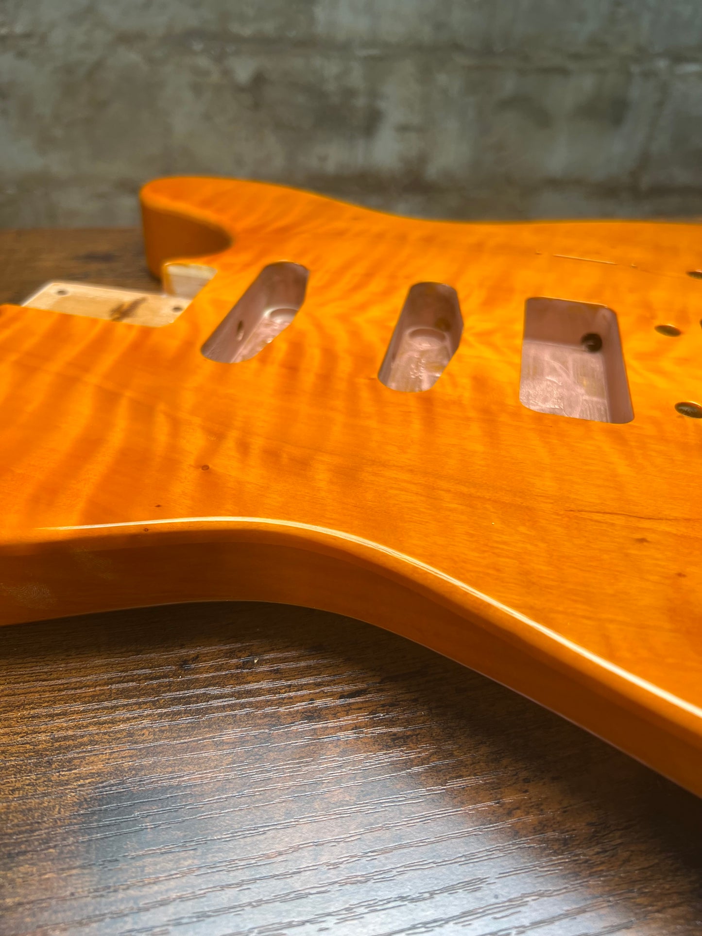Warmtone CG Flamed Maple Tele Guitar Body "Amber” P90 Gloss