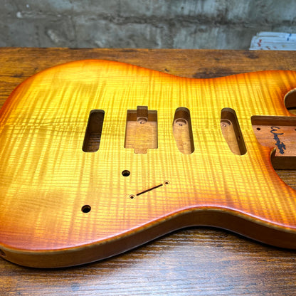 Warmtone CG Hss Strat Style Guitar Body Flamed Maple “Sunrise” 4.5lbs