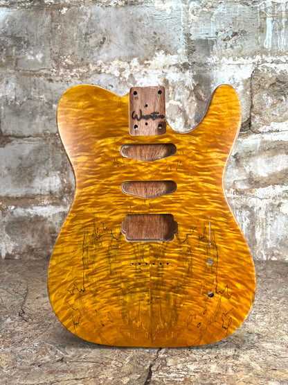 Warmtone Custom Guitars Tele Style Guitar Body “Golden Eagle" Spalted Quilt Maple