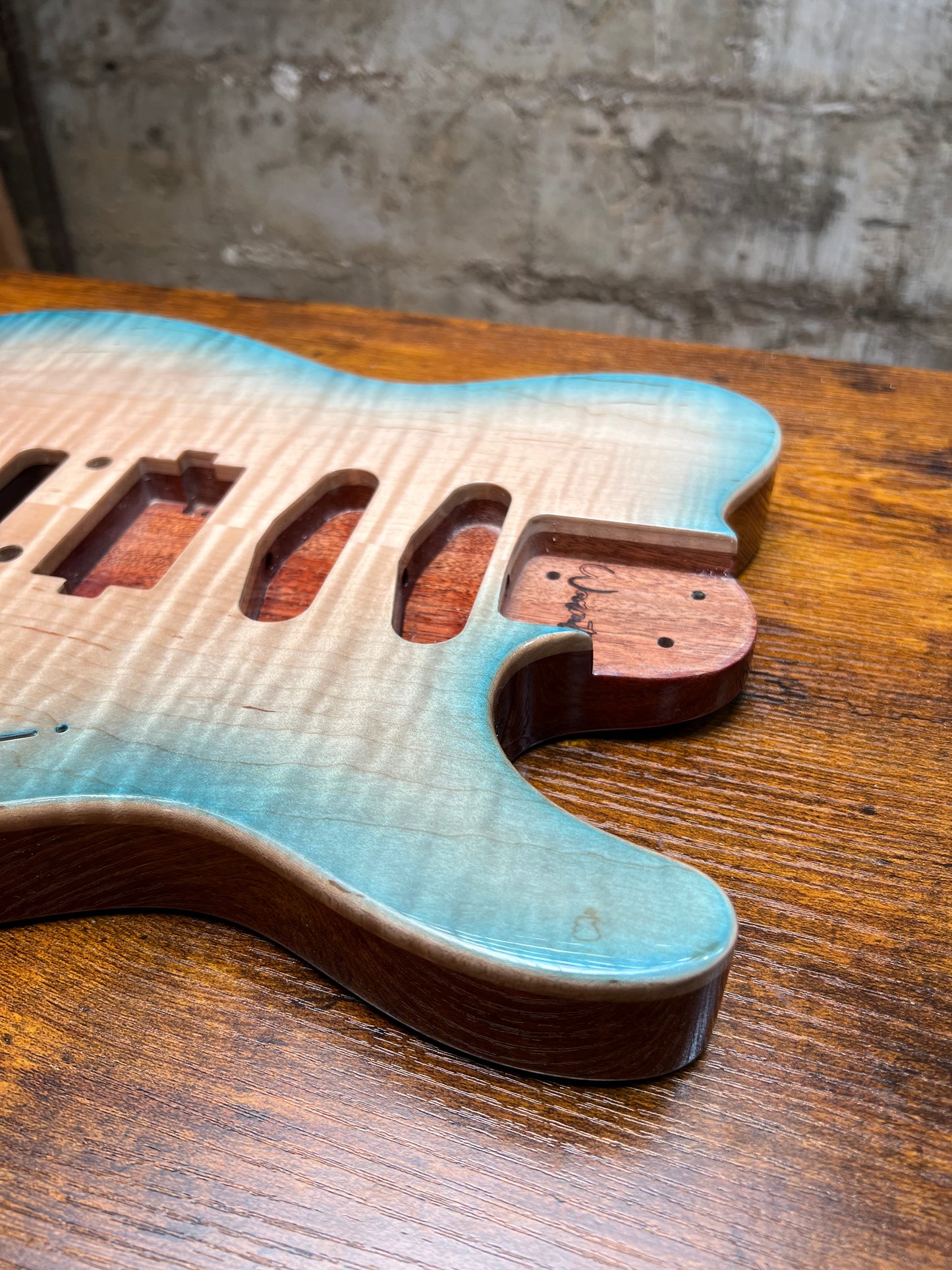 Warmtone CG 5a Flamed Maple Telecaster Guitar Body "Caribbean Burst”