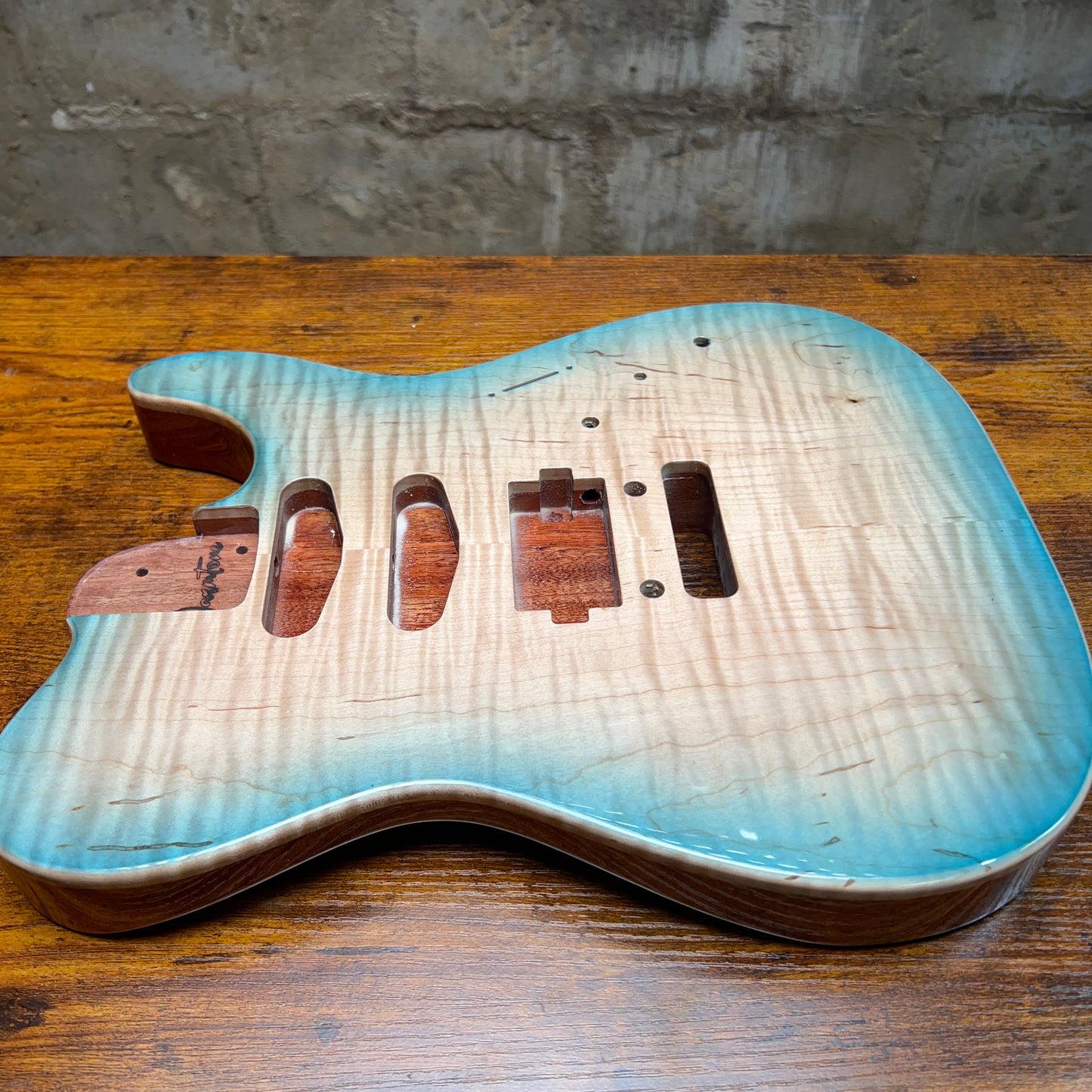 Warmtone CG 5a Flamed Maple Telecaster Guitar Body "Caribbean Burst”