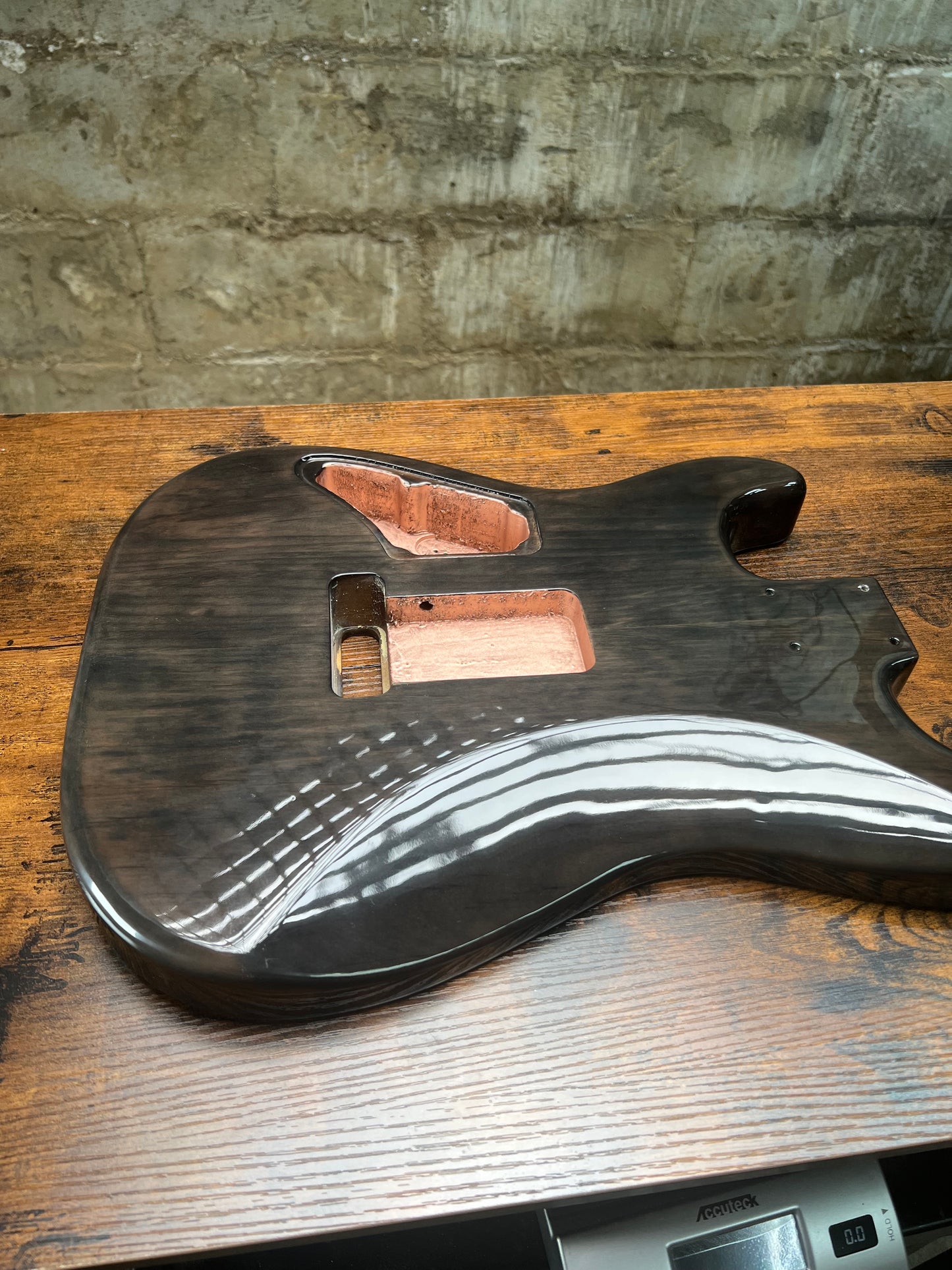 Warmtone CG SSS Strat Style Guitar Body Flamed Maple "Black Water”
