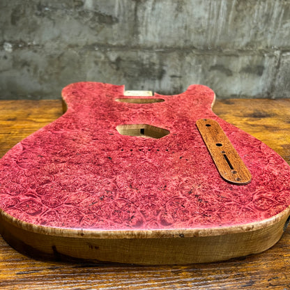 Warmtone CG Tele Guitar Body “Ruby Diamond” Maple Burl/Limba