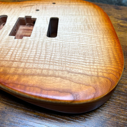 Warmtone CG Hss Strat Style Guitar Body Flamed Maple “Sunset” 3.7lbs