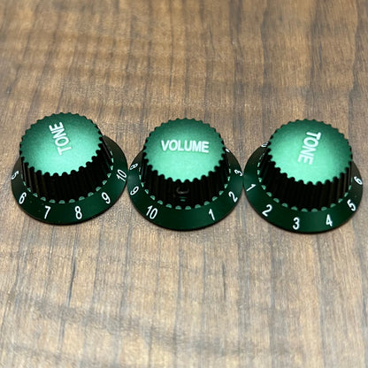 Warmtone CG Anodized Aluminum Strat Knob Set “Midnight Green”