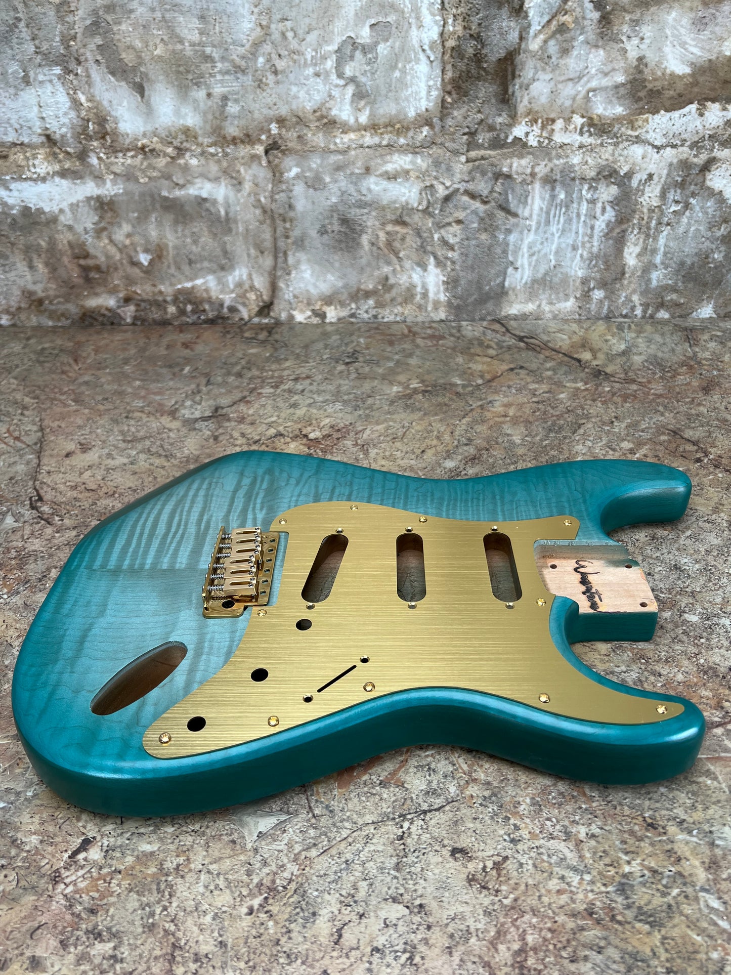 Warmtone Custom Guitars SSS Strat Style Guitar Body “Flamed Sea”