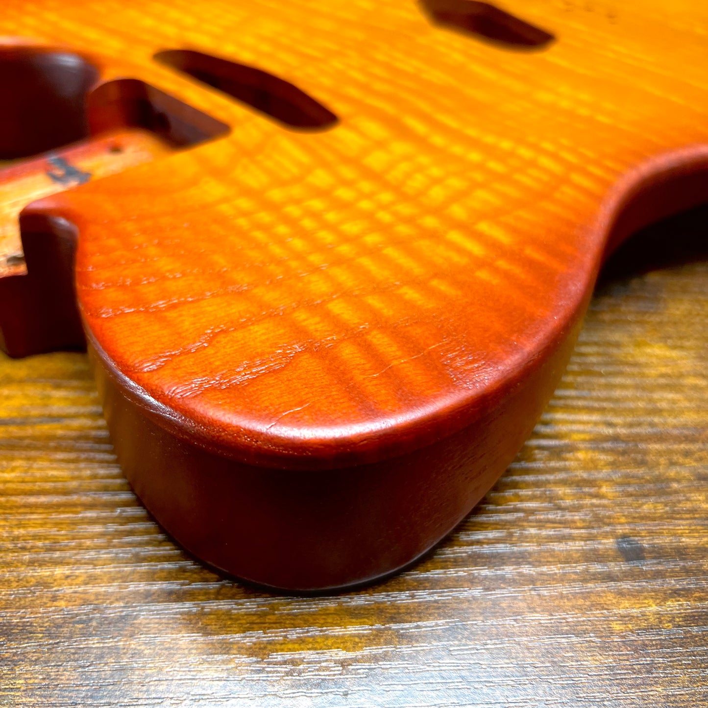 Warmtone CG Flamed Maple Telecaster Guitar Body "Amber Burst” 4.8lbs