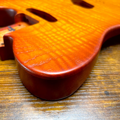 Warmtone CG Flamed Maple Telecaster Guitar Body "Amber Burst” 4.8lbs