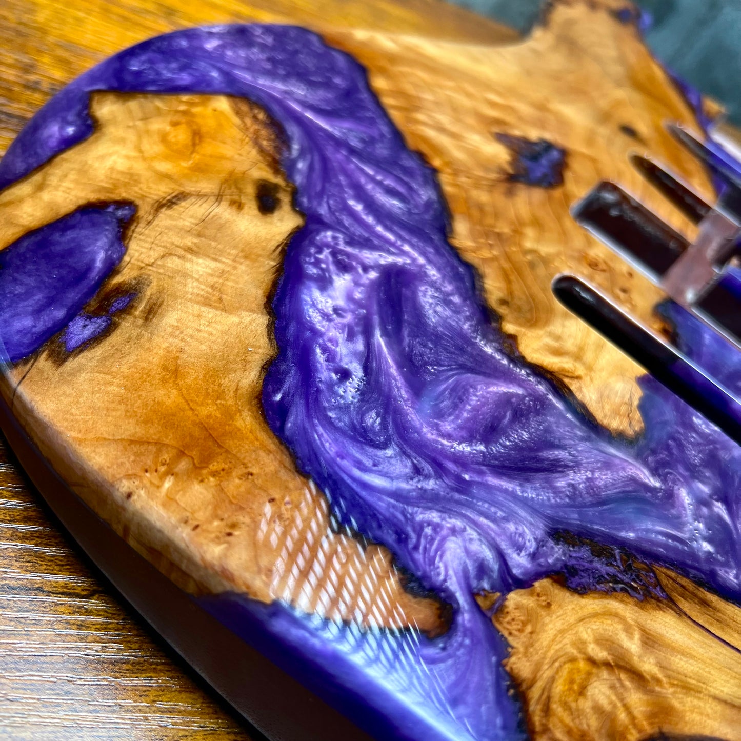 Warmtone Custom Guitars Strat Guitar Body “Purple Swirl” Resin Pour
