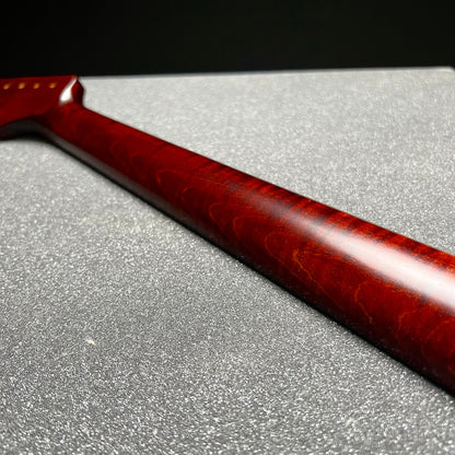 5a Dark Red Roasted Flamed Maple St Style Neck #24 C Shape Satin 9.5 Radius