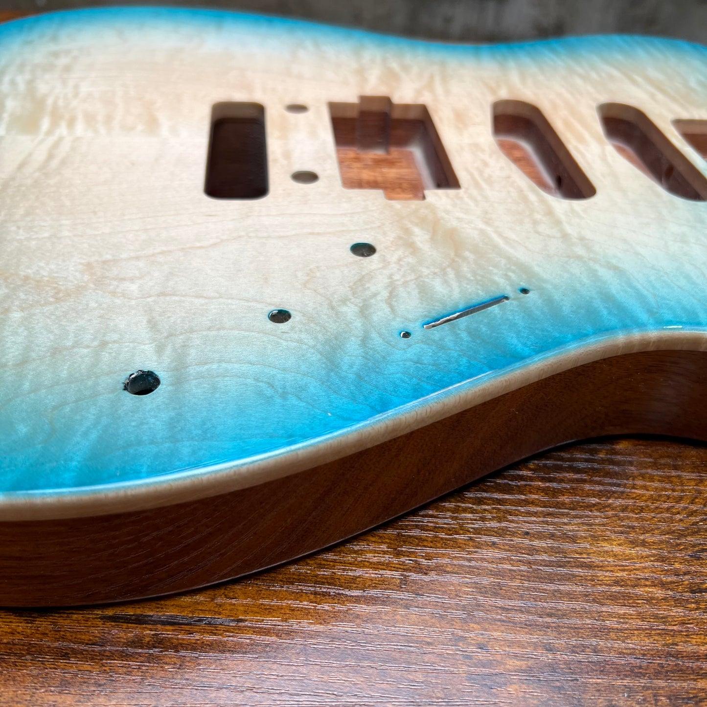 Warmtone CG Flamed Maple Telecaster Guitar Body "Caribbean Burst” #261