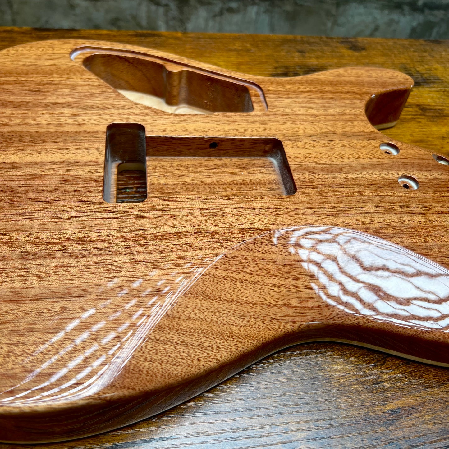 Warmtone CG Flamed Maple Telecaster Guitar Body "Caribbean Burst” #261