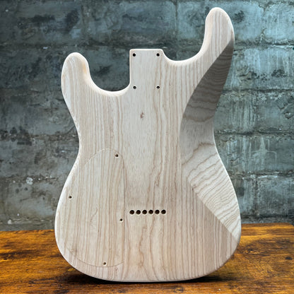 1 Piece Swamp Ash SSS Strat Style Guitar Body Backroute Unfinished 4lbs