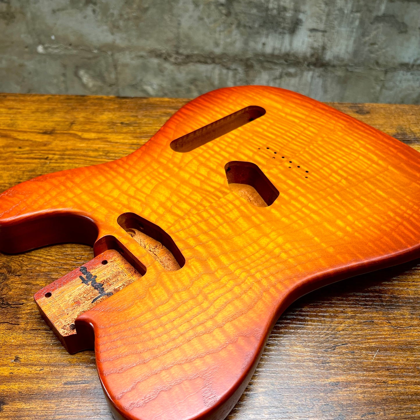 Warmtone CG Flamed Maple Telecaster Guitar Body "Amber Burst” 4.8lbs