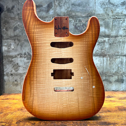Warmtone CG Hss Strat Style Guitar Body Flamed Maple “Sunset” 3.7lbs
