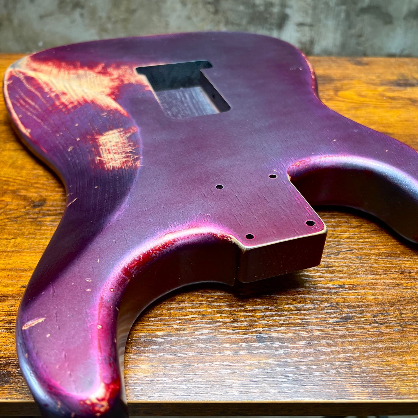 Warmtone CG HSH Strat Style Guitar Body Relic "Purple Bash” Nitro