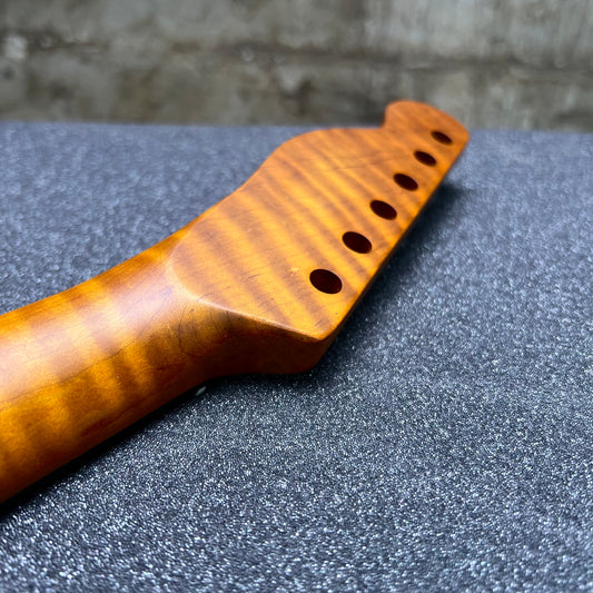 Golden Brown Roasted Flamed Maple Tele Style Neck #43