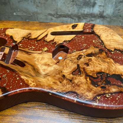 Warmtone Custom Guitars Burl Epoxy Resin Tele Body “Redd”#239