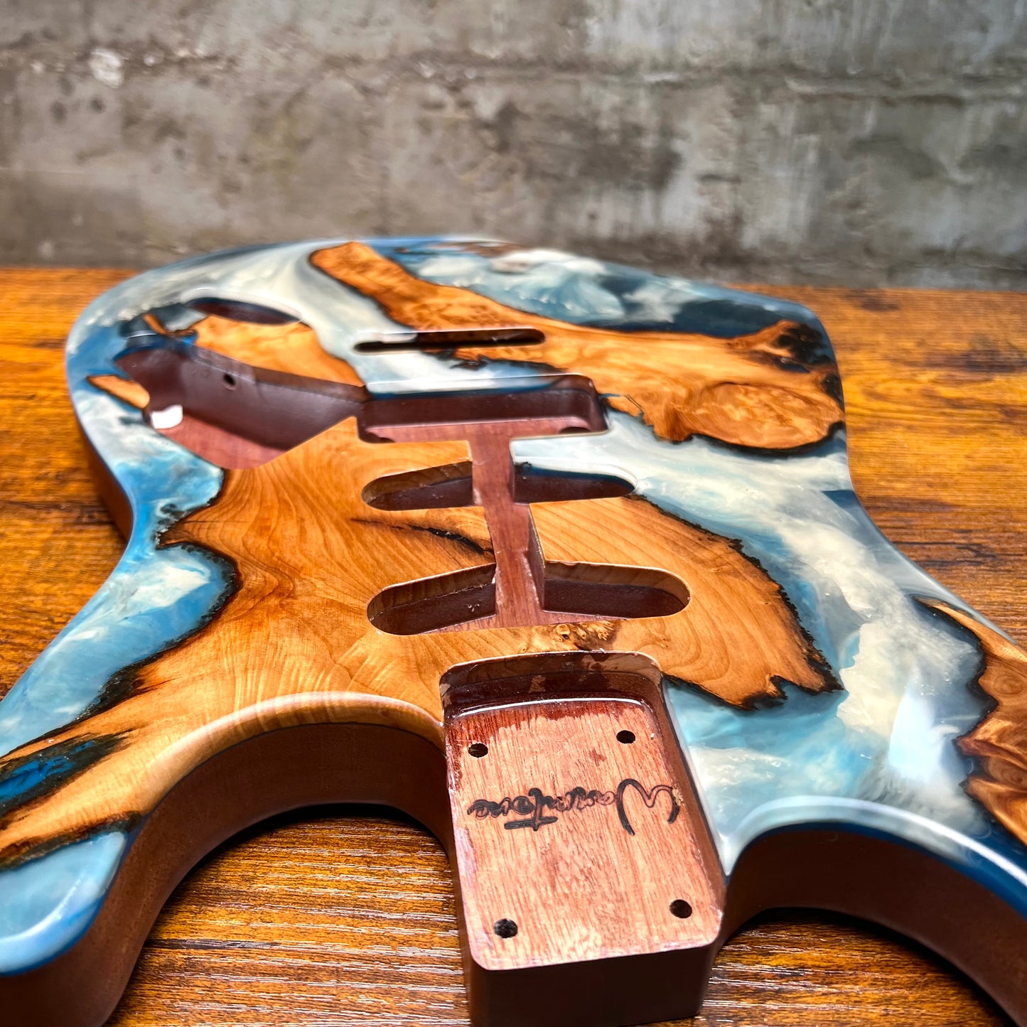 Warmtone Custom Guitars Strat Guitar Body “Lake Placid” Resin Pour