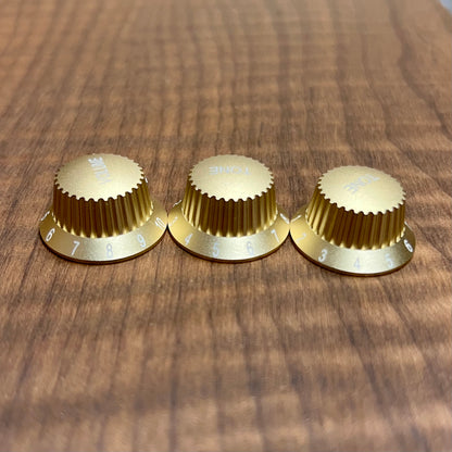 Warmtone CG Anodized Aluminum Strat Knob Set “Gold” Set Screw