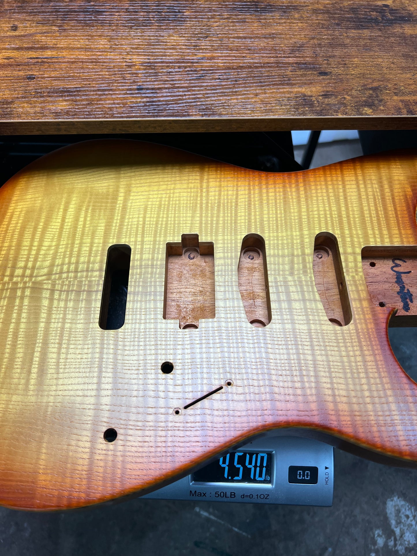 Warmtone CG Hss Strat Style Guitar Body Flamed Maple “Sunrise” 4.5lbs